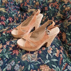 LADIES 2" PLATFORM CORK SANDALS SUEDELIKE SIZE 8